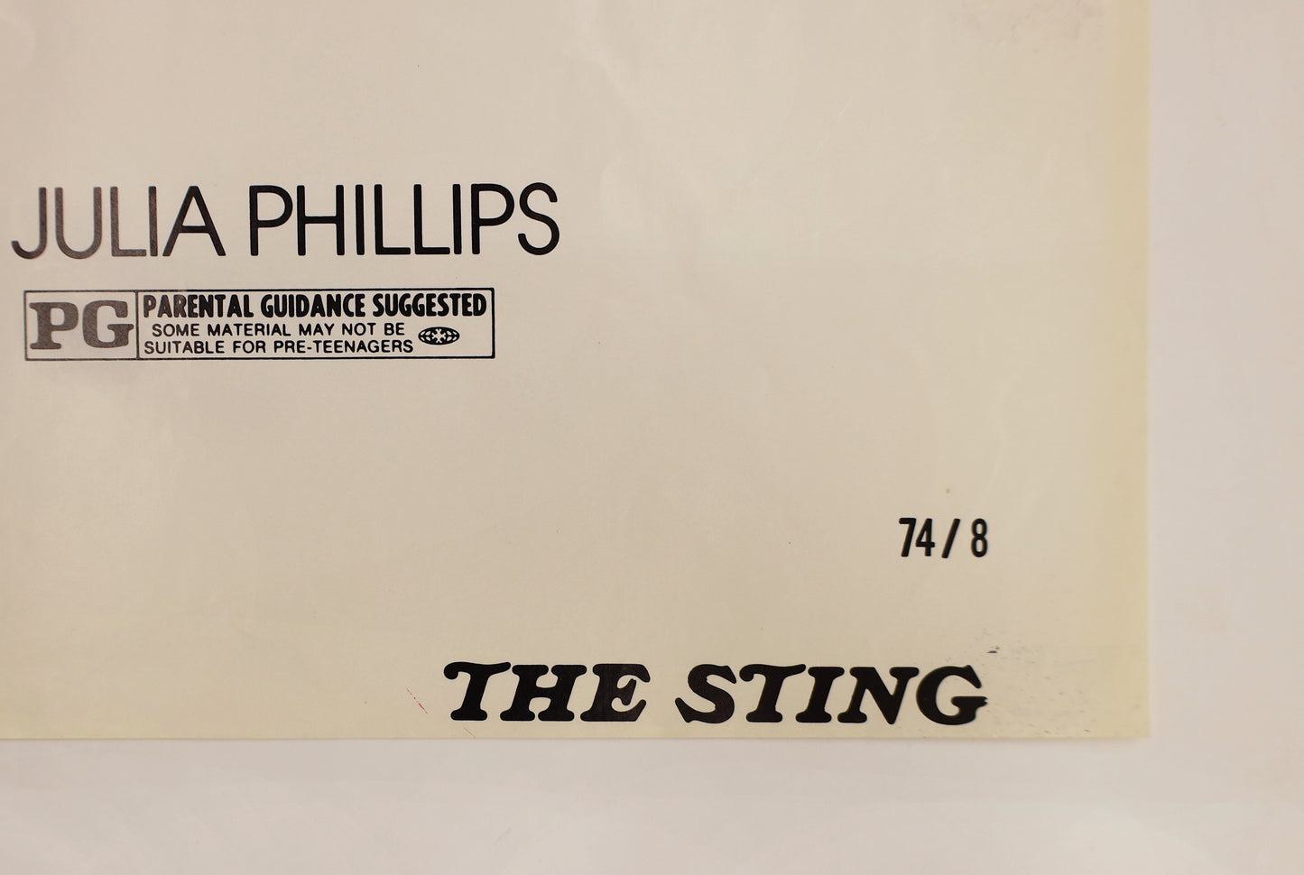 Title and ratings detail from original 1973 The Sting U.S. one sheet movie poster.