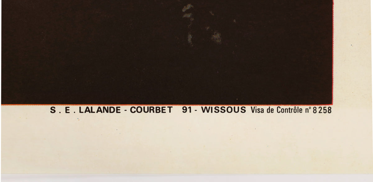 Close-up of the lower front edge showing S.E. Lalande-Courbet printer marking and French control visa number 8258.