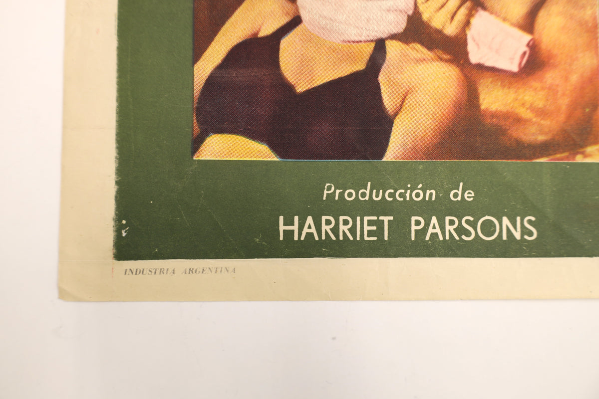 Detail of the Clash by Night 1952 Argentinian one sheet poster showing the “Industria Argentina” printing mark and Harriet Parsons production credit.