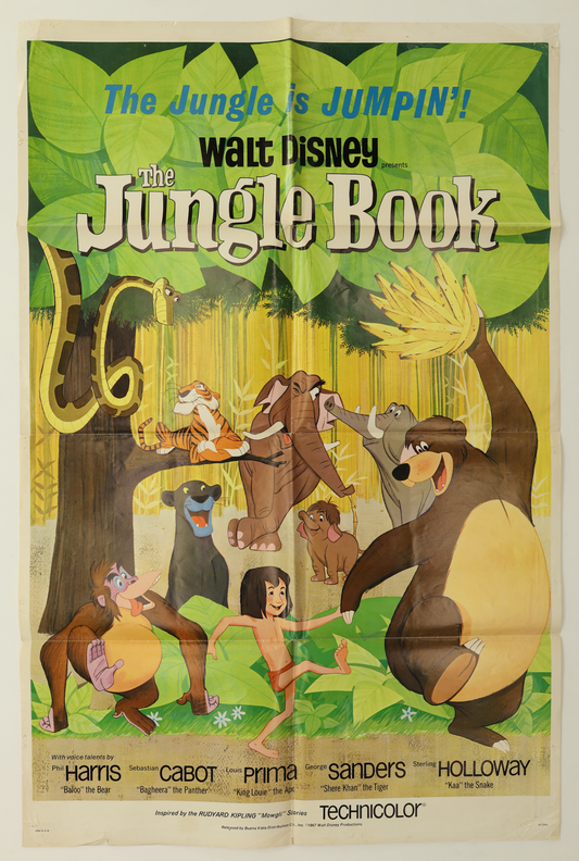 Reverse detail of The Jungle Book 1967 U.S. one sheet movie poster showing the original “1 Sheet Jungle Book 27 x 41” distribution stamp and NSS number 67/294.