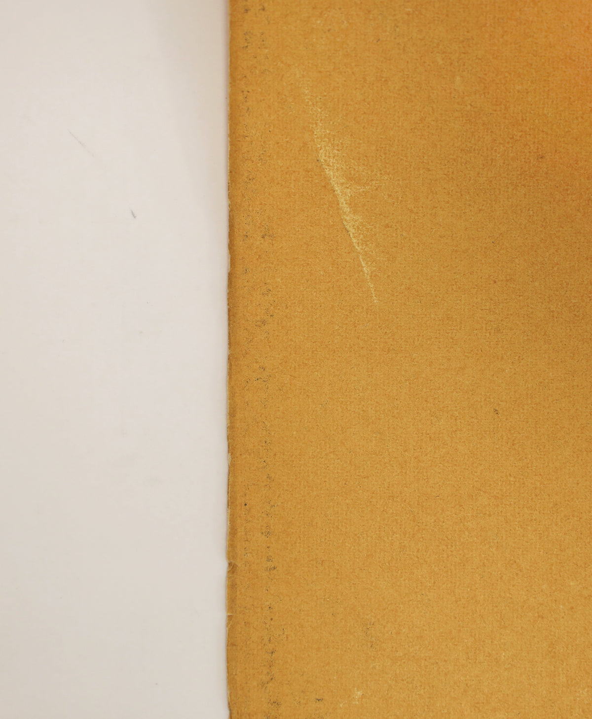 Close-up of the poster edge showing a diagonal tear or split, edge wear, and surface toning.