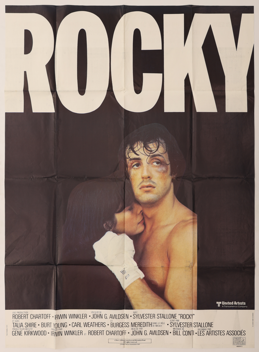Original Rocky (1976) French Grande movie poster featuring Sylvester Stallone as Rocky Balboa with Talia Shire.