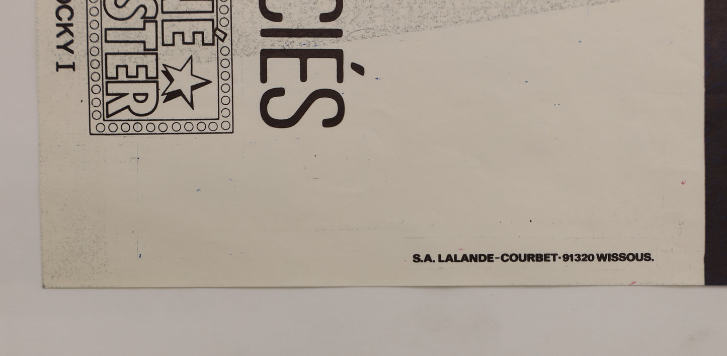 Close-up of Rocky (1976) French Grande movie poster showing the Lalande-Courbet printer mark.