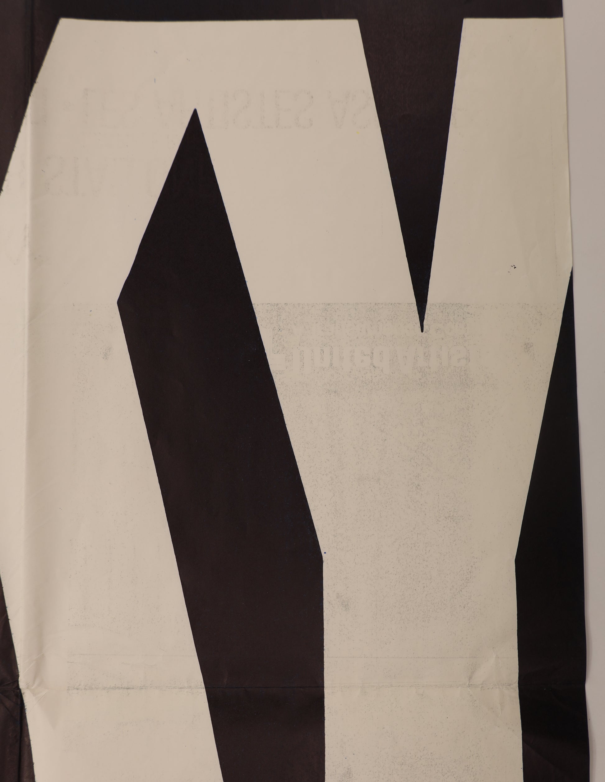Close-up of Rocky (1976) French Grande movie poster showing reverse printing and fold wear in the large ROCKY title area.