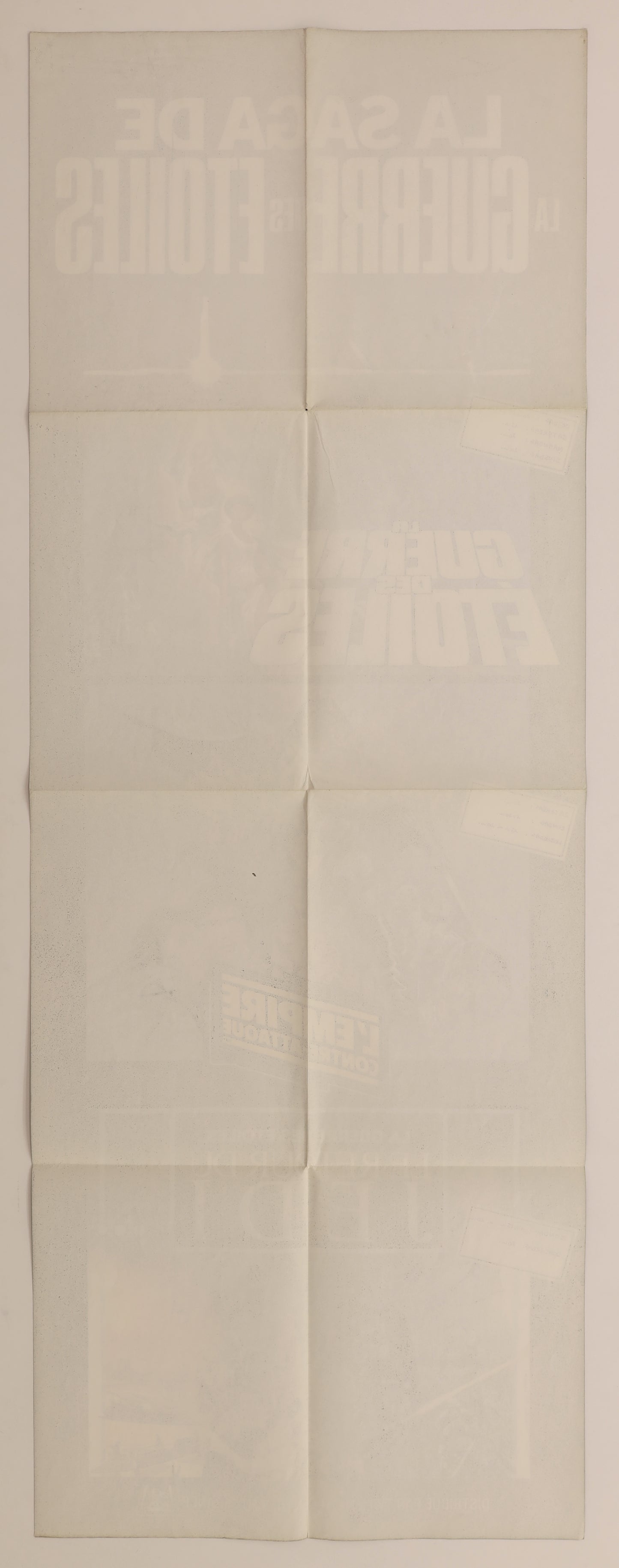 Back of original Star Wars Trilogy (1983) French door panel poster showing fold lines and reverse printing.