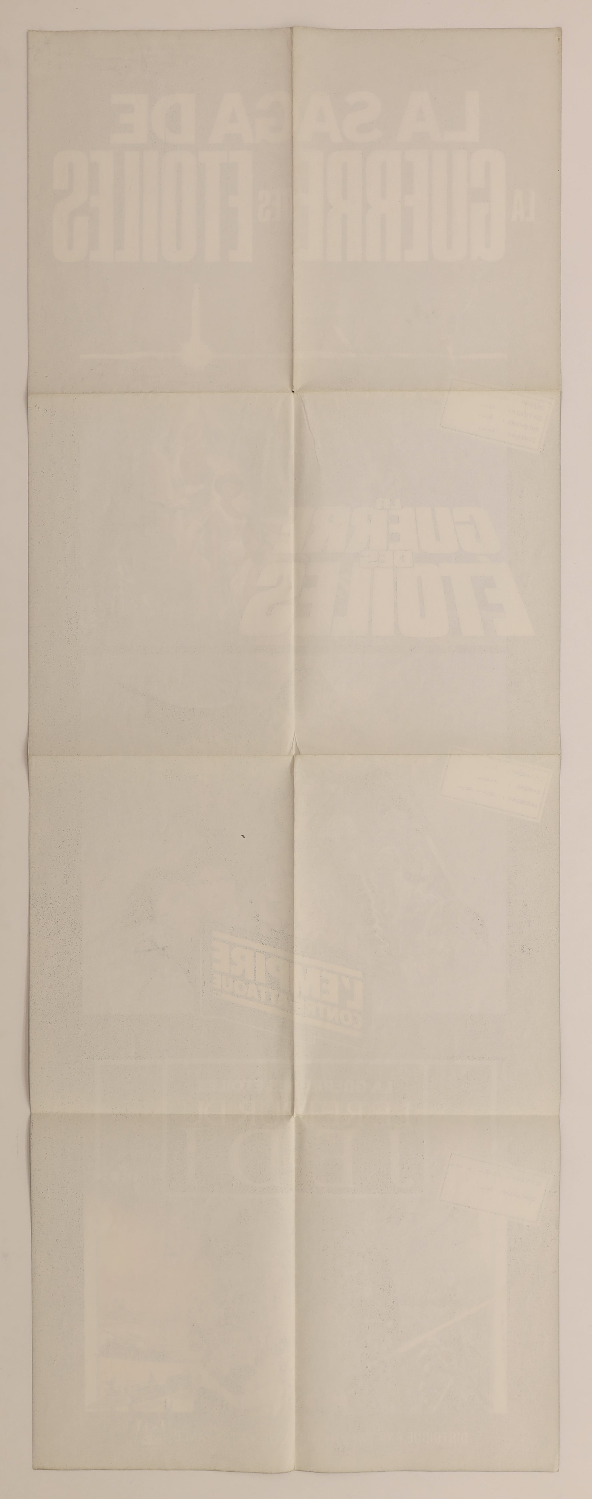 Back of original Star Wars Trilogy (1983) French door panel poster showing fold lines and reverse printing.