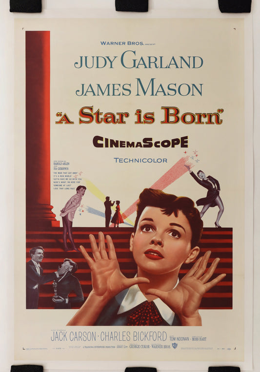 Original 1954 A Star is Born U.S. one sheet movie poster featuring Judy Garland and James Mason.