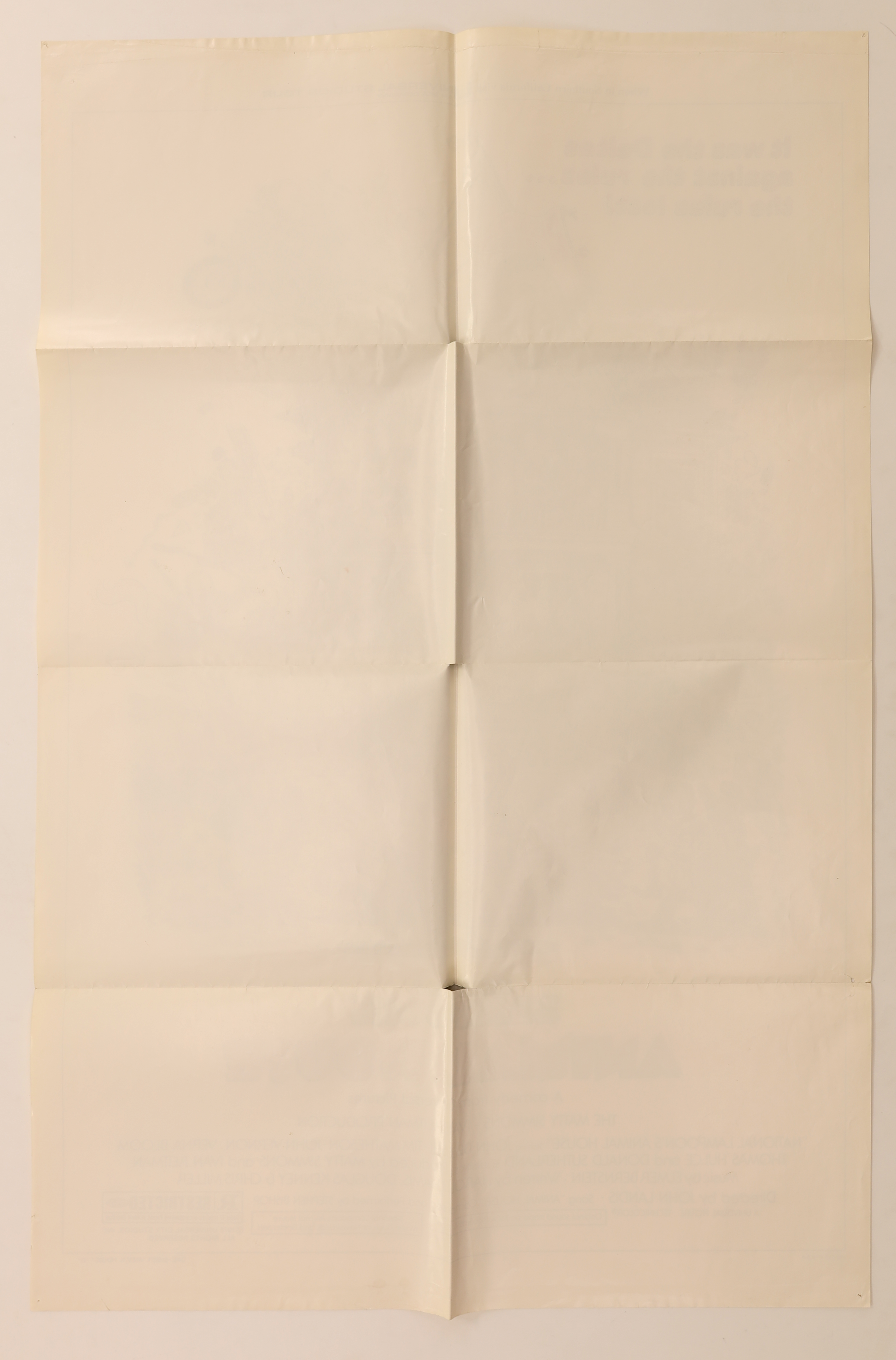 Back of original Animal House (1978) U.S. Style B one sheet movie poster showing original fold lines, light age toning, and fold-related wear.