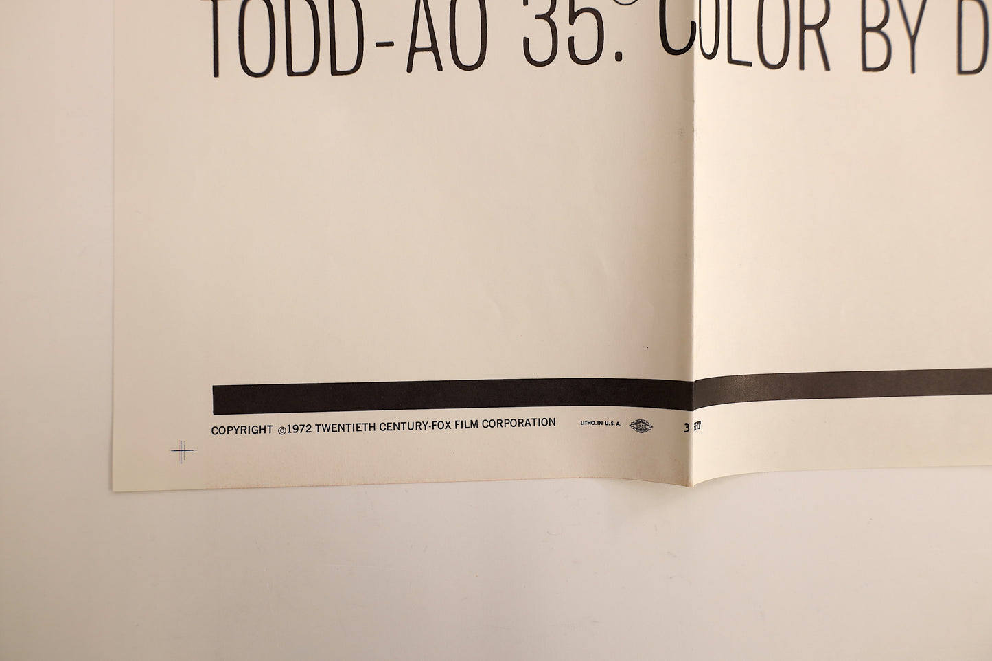 Detail of the Conquest of the Planet of the Apes 1972 three sheet poster showing the 20th Century Fox copyright, Litho in U.S.A. marking and three sheet designation.