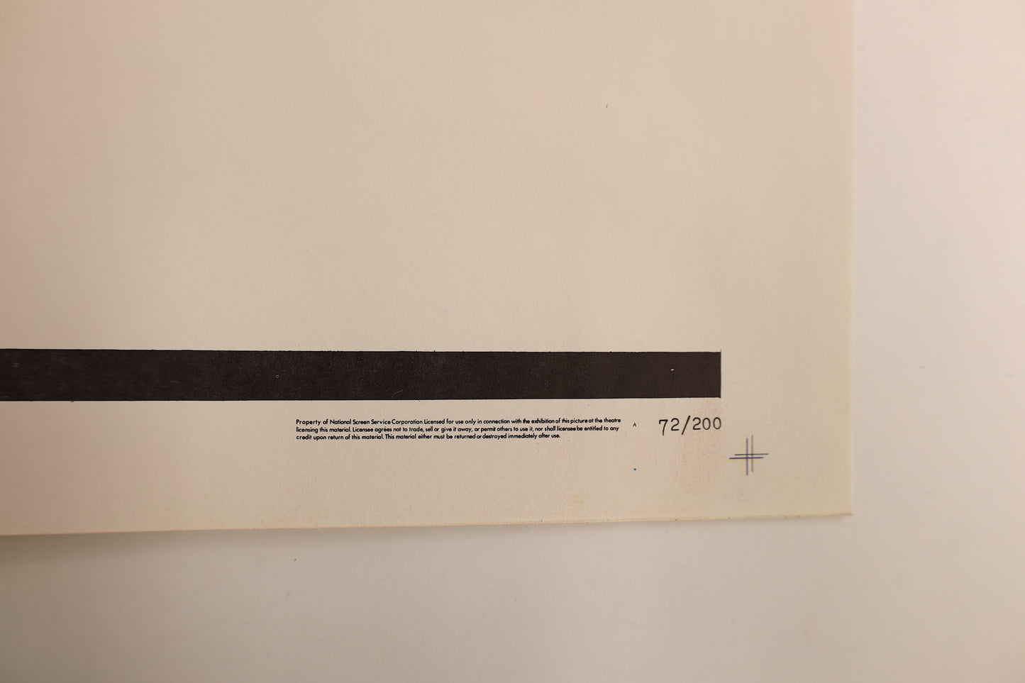 Detail of the Conquest of the Planet of the Apes 1972 three sheet poster showing National Screen Service text and the 72/200 identification number.