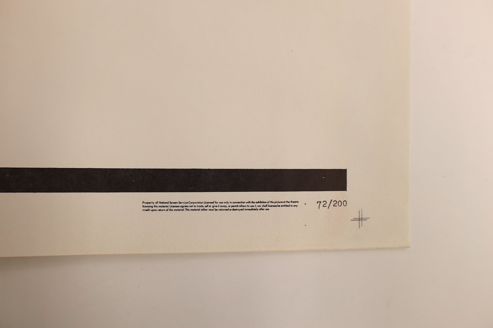 Detail of the Conquest of the Planet of the Apes 1972 three sheet poster showing National Screen Service text and the 72/200 identification number.