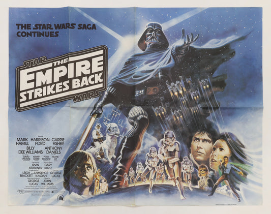 Original 1980 Star Wars: The Empire Strikes Back U.K. 30x40 movie poster featuring artwork by Tom Chantrell.