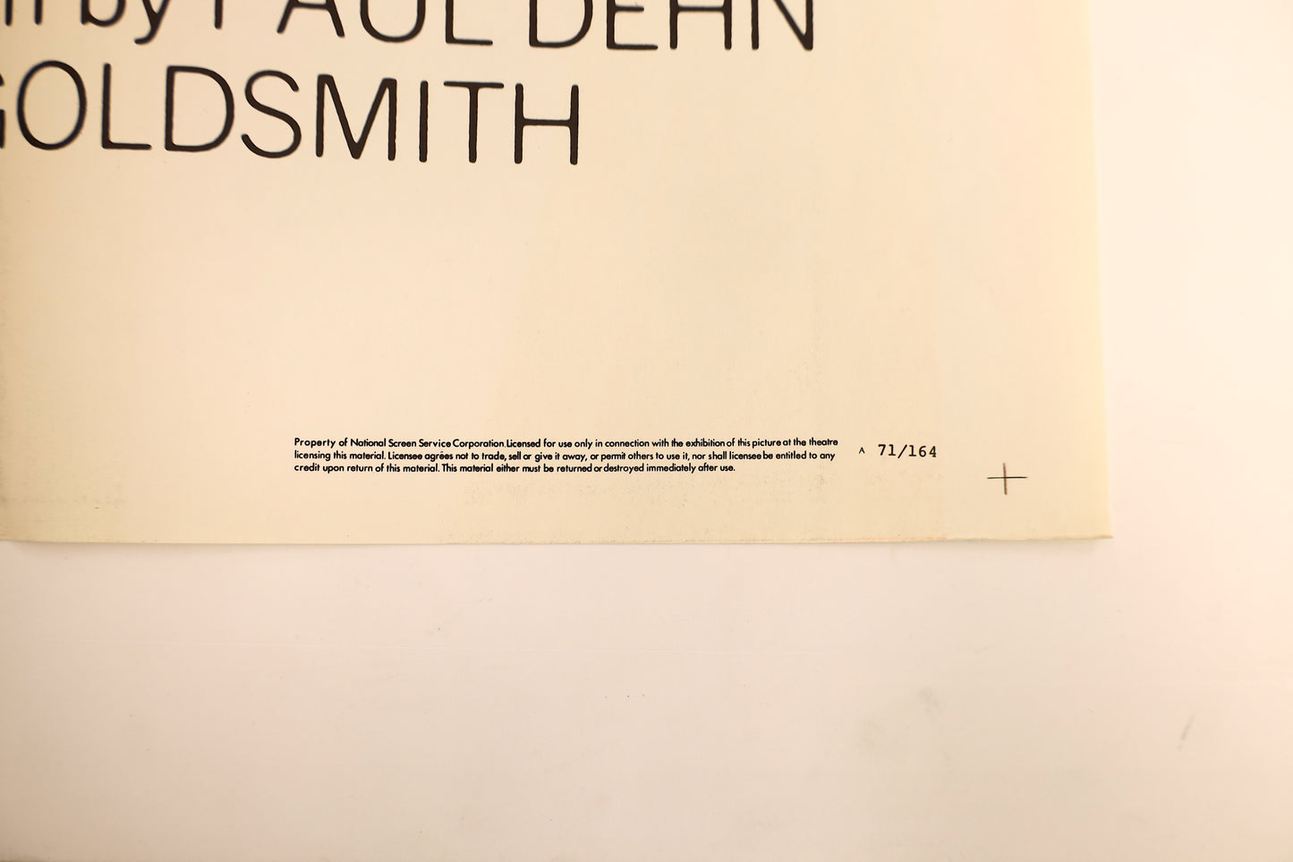 Detail of the Escape from the Planet of the Apes 1971 three sheet poster showing National Screen Service text and the 71/164 identification number.