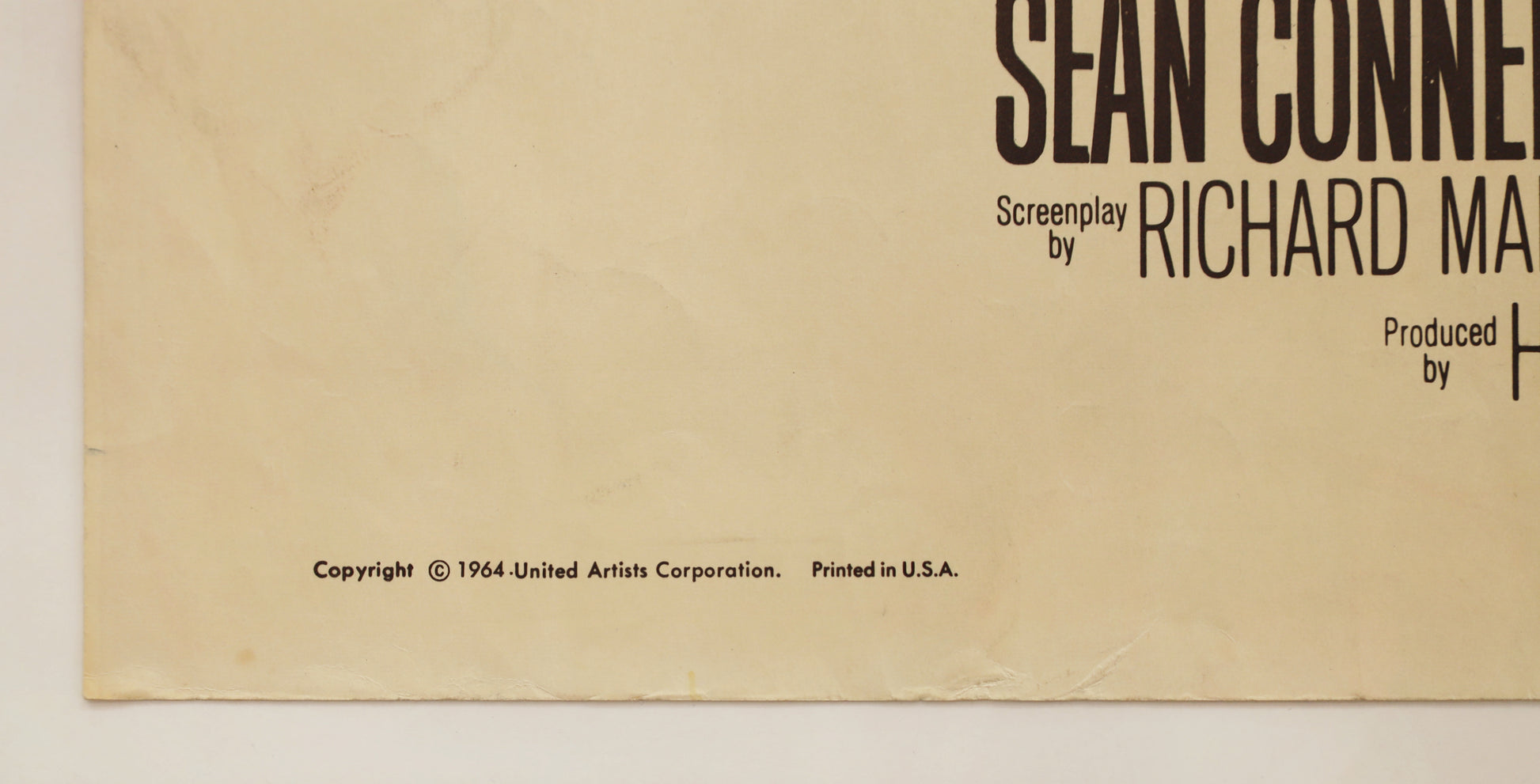 Cast and production credits detail from original 1963 From Russia With Love half sheet movie poster.
