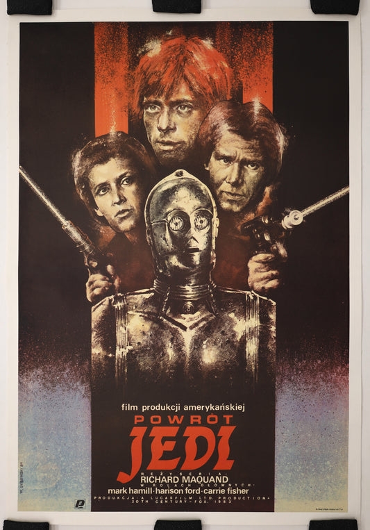 Original 1983 Return of the Jedi Polish movie poster featuring distinctive Polish artwork.