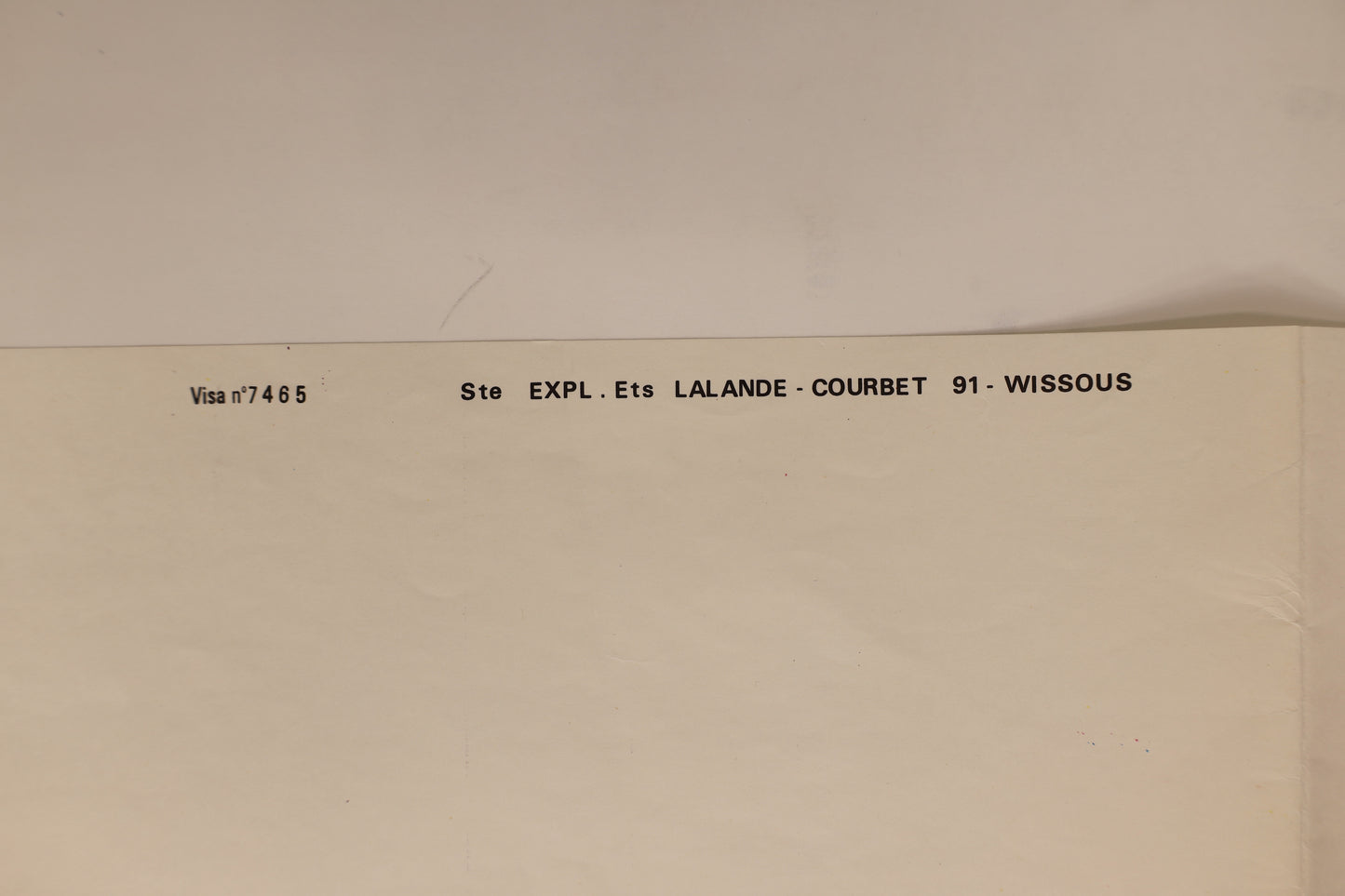 Detail of the reverse of the Star Wars 1977 French double panel poster showing the Lalande-Courbet, Wissous printer marking.