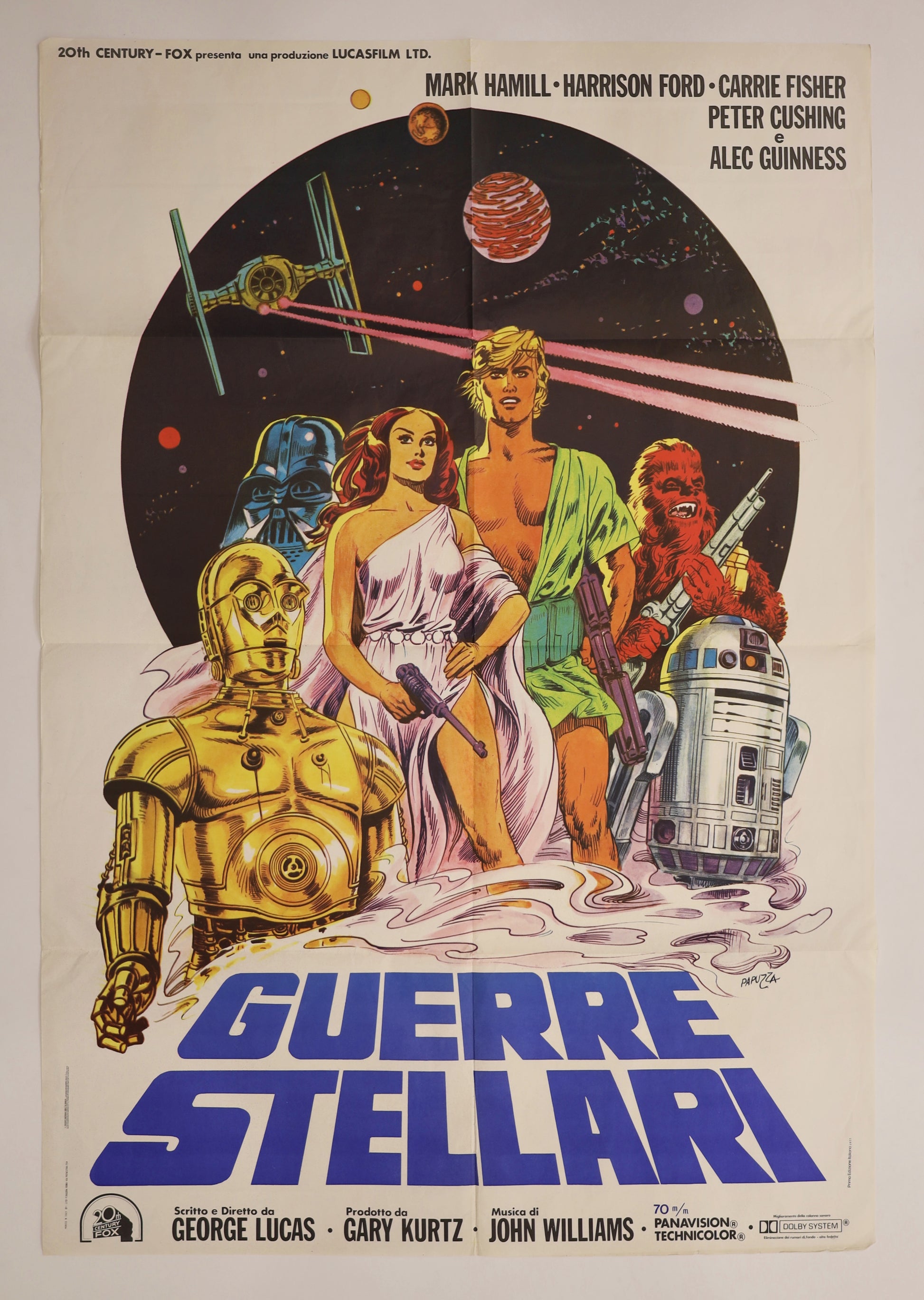 Original 1977 Star Wars Italian Due Fogli movie poster featuring artwork by Tom Jung.