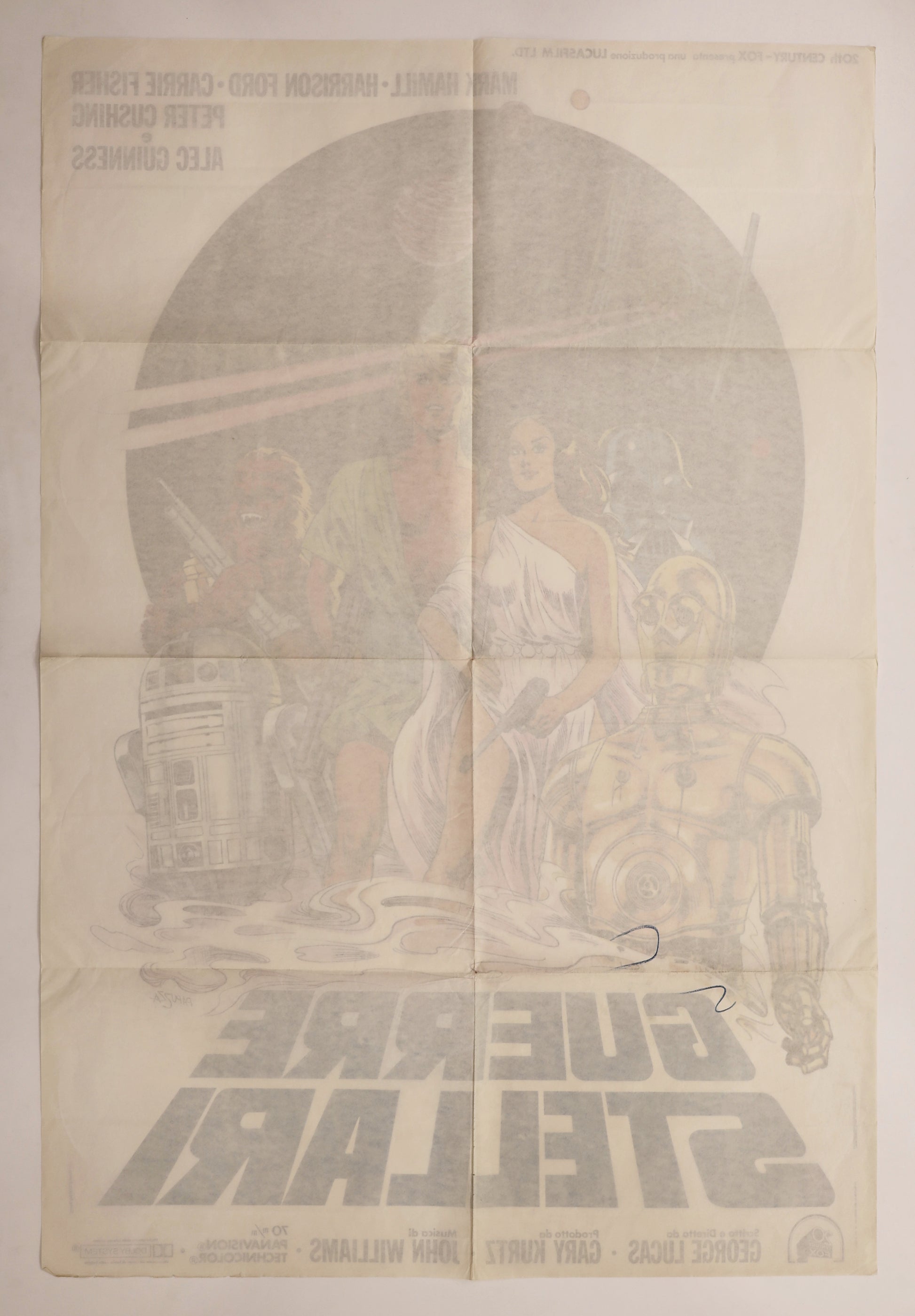 Reverse of original 1977 Star Wars Italian Due Fogli movie poster.