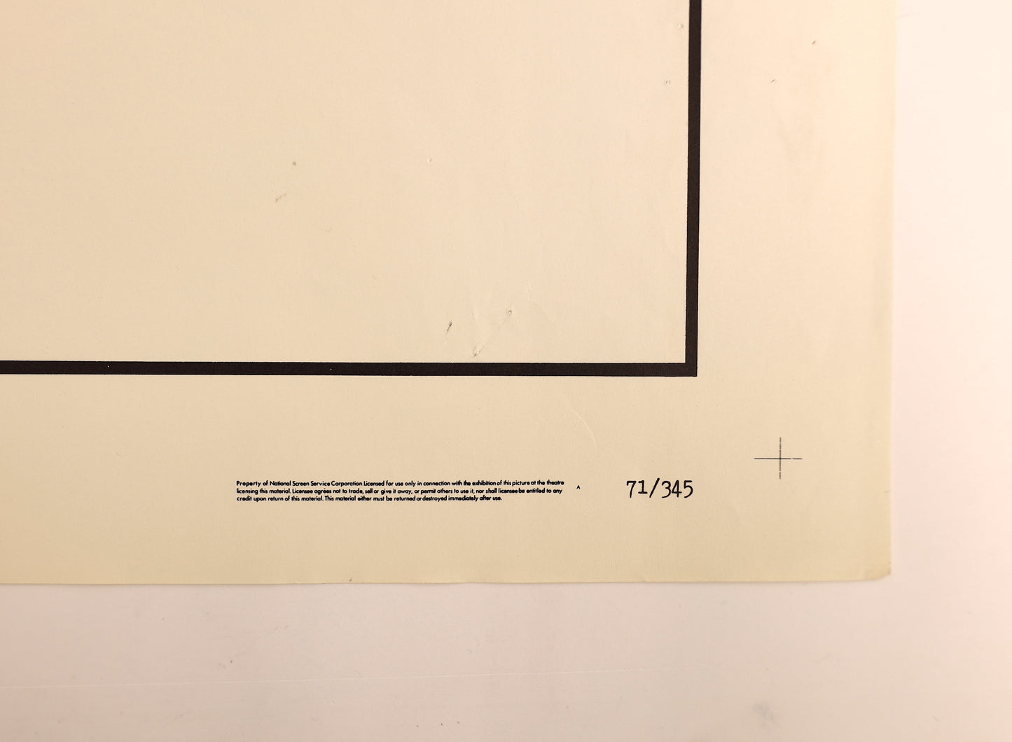 Detail of The Last Picture Show 1971 three sheet poster showing National Screen Service text and the 71/345 identification number.