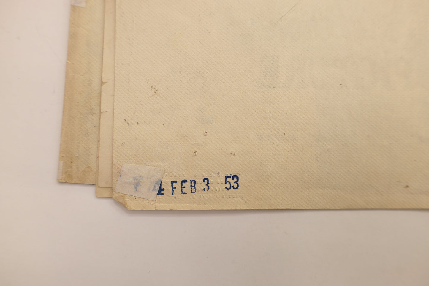 Reverse detail of The Quiet Man 1952 three sheet poster showing an original February 1953 date stamp and small tape repair.