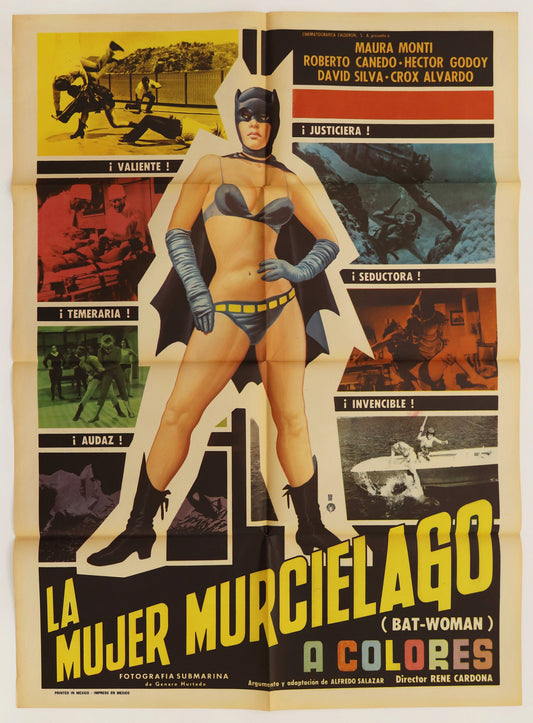 Original 1968 The Bat-Woman (La Mujer Murciélago) Mexican one sheet movie poster.